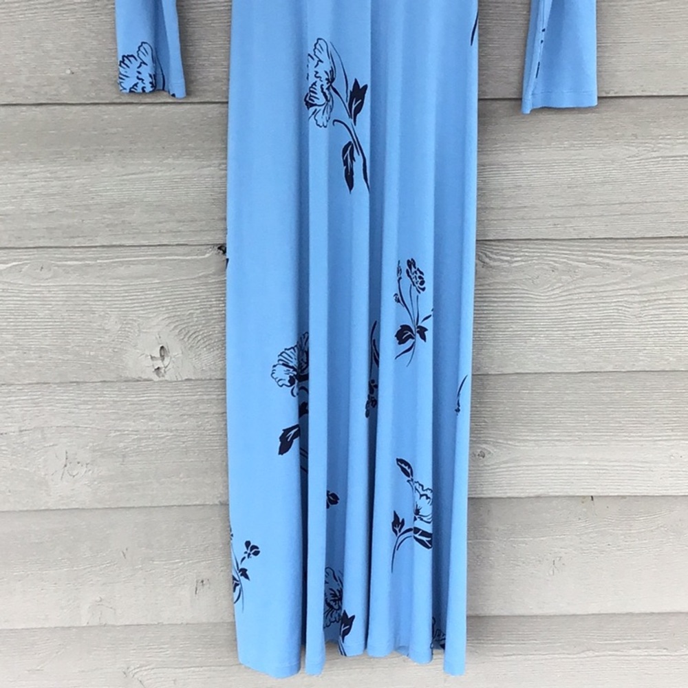 Free People Sky Blue Floral Side-Ruched Long Sleeve Maxi Dress XS - Picture 5 of 5